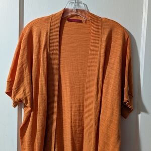 Red Brand Vibrant Orange Short Sleeve  Cardigan Knitwear